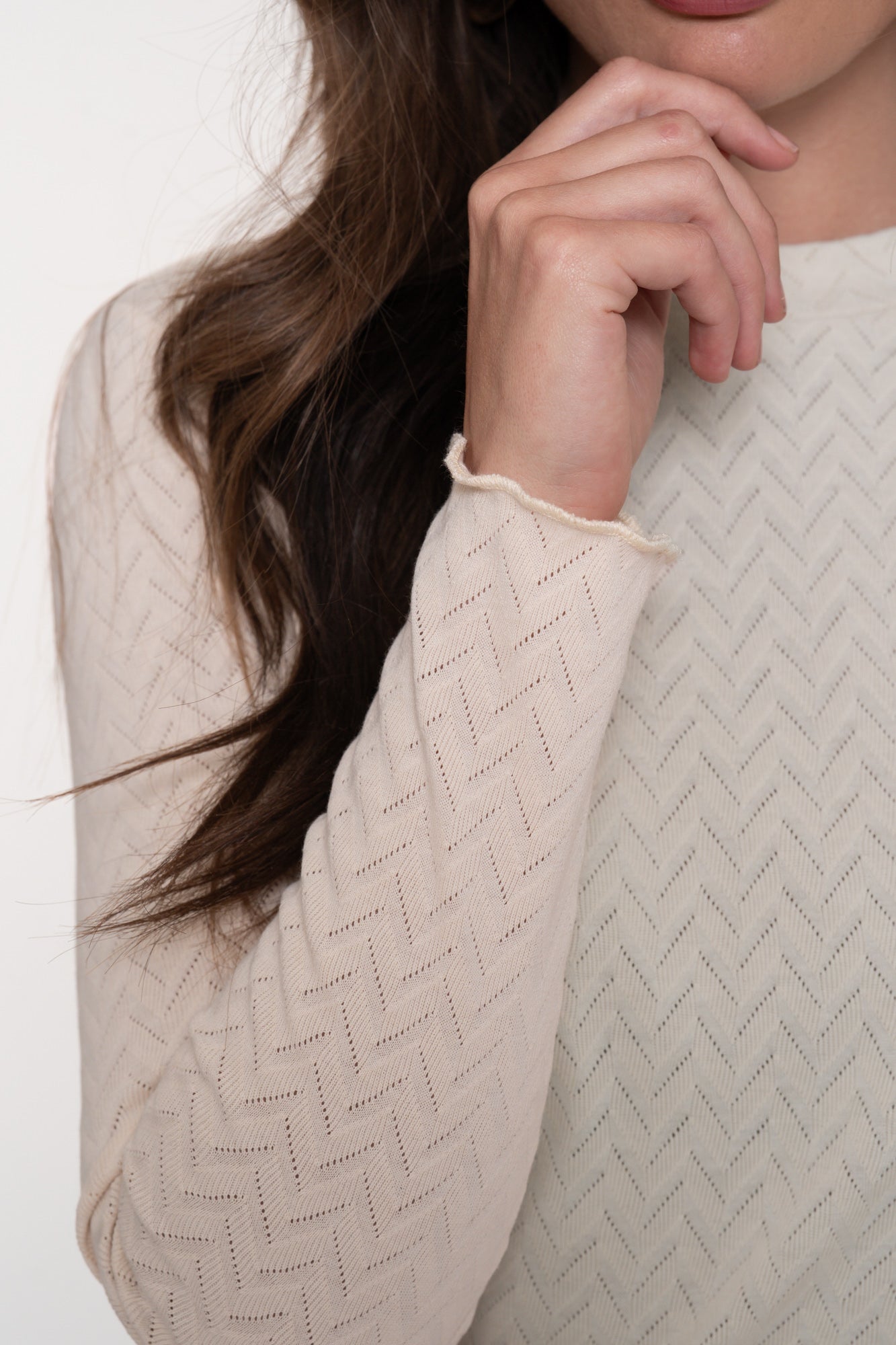 Geisha dames zigzag ajour geweven top