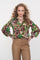 Geisha dames floral blouse met pofmouwen en aquarelprint