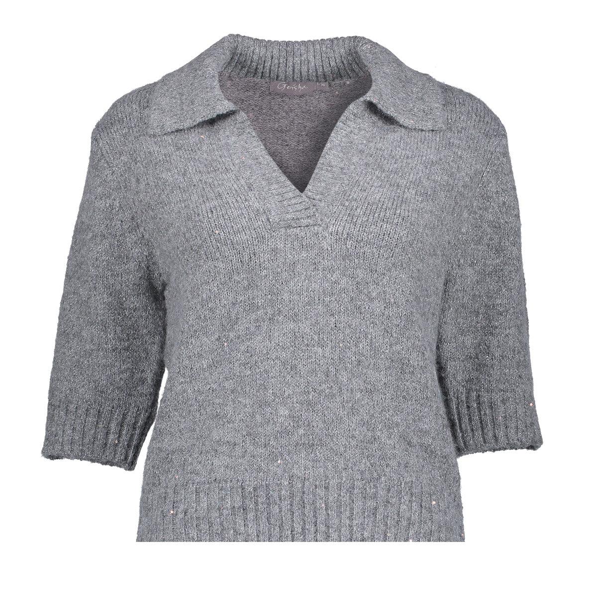 Geisha dames pullover met korte mouwen en lurex