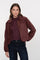 Geisha dames velvet quilted jacket in burgundy