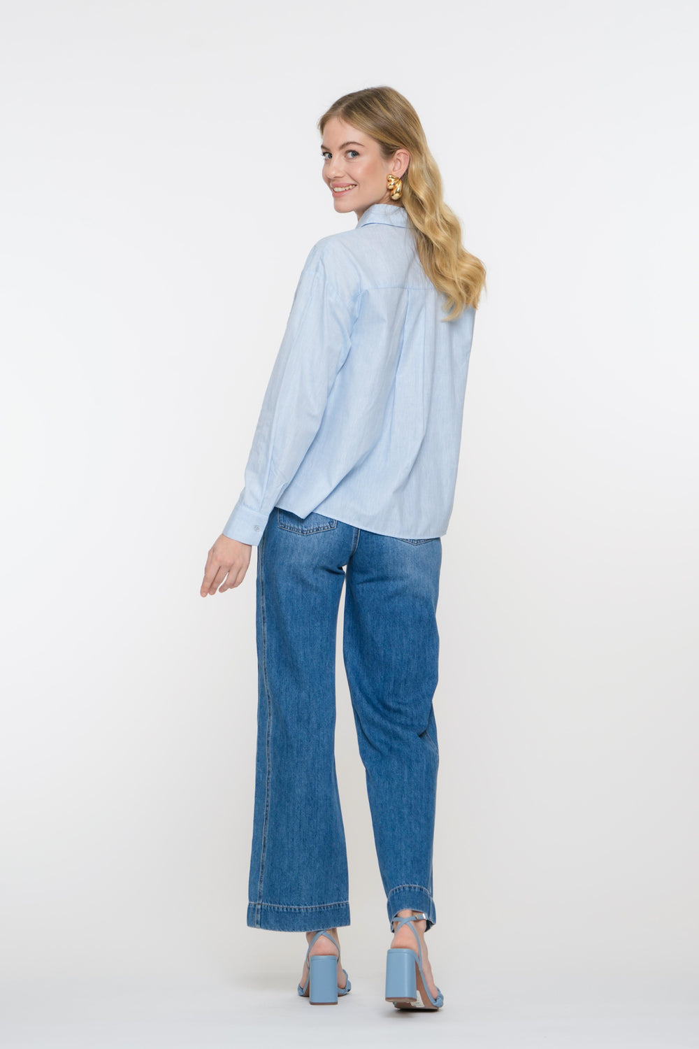 Geisha dames wide leg jeans stitch details