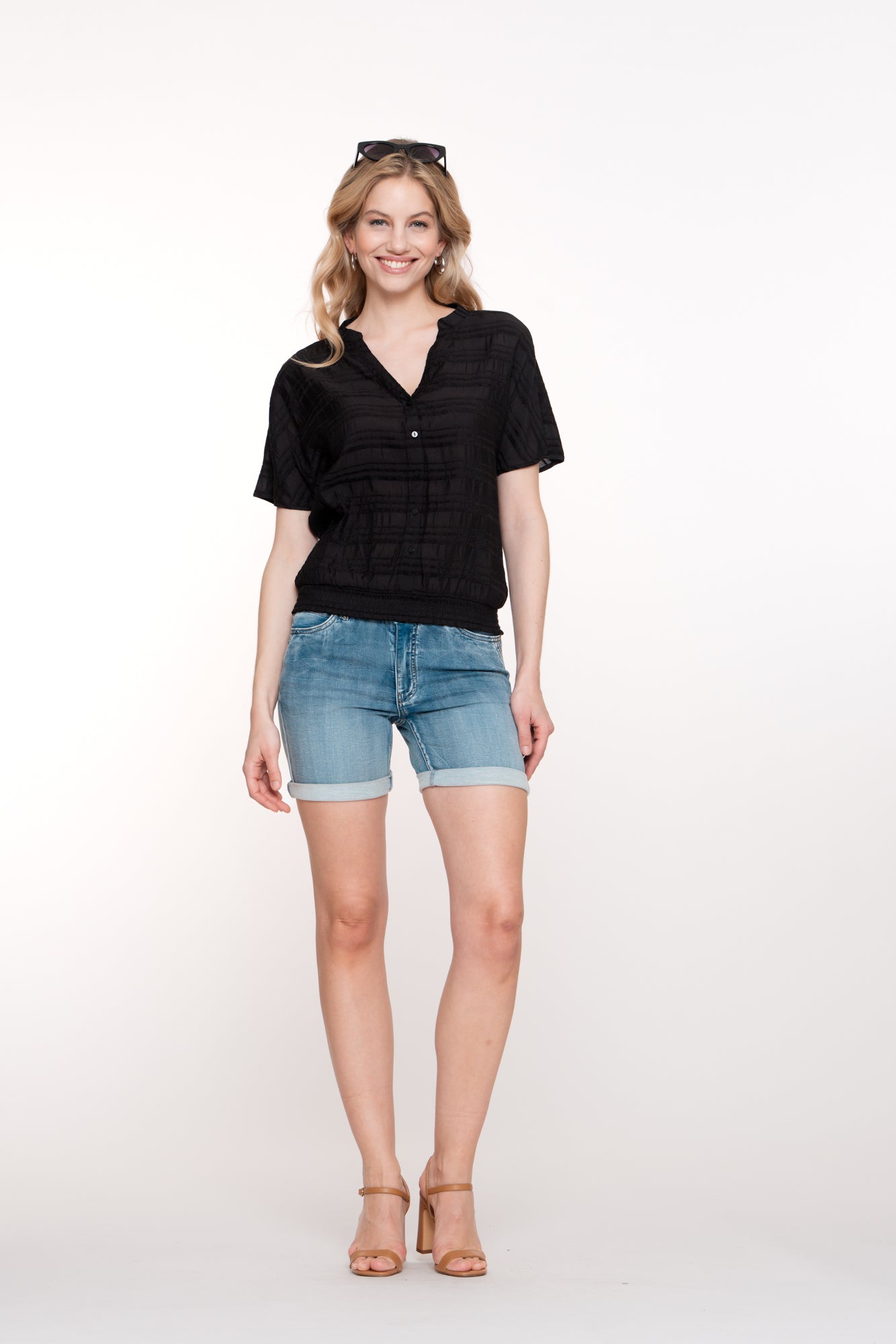 Geisha dames skinny shorts met omgeslagen broekspijpen
