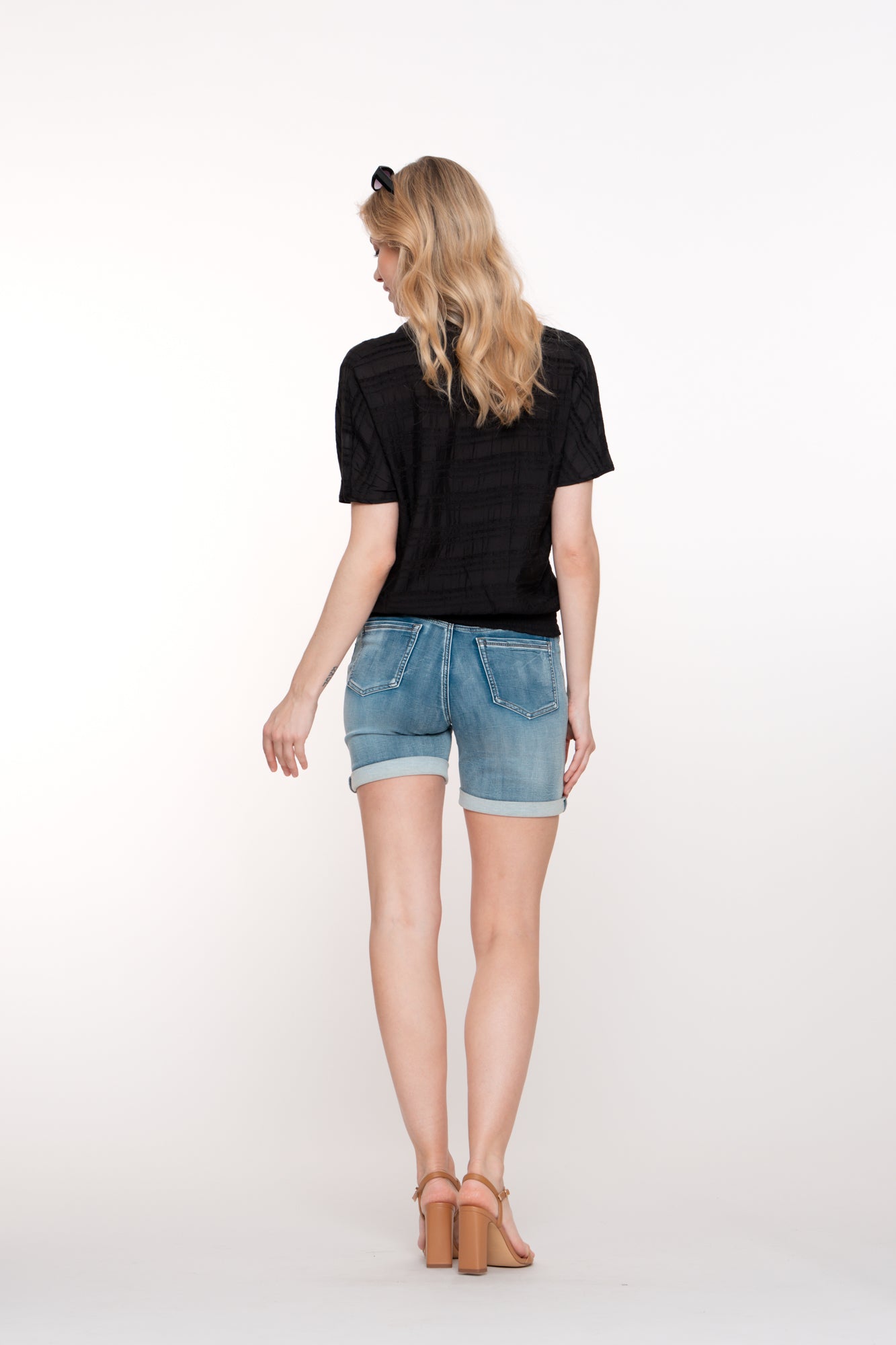 Geisha dames skinny shorts met omgeslagen broekspijpen