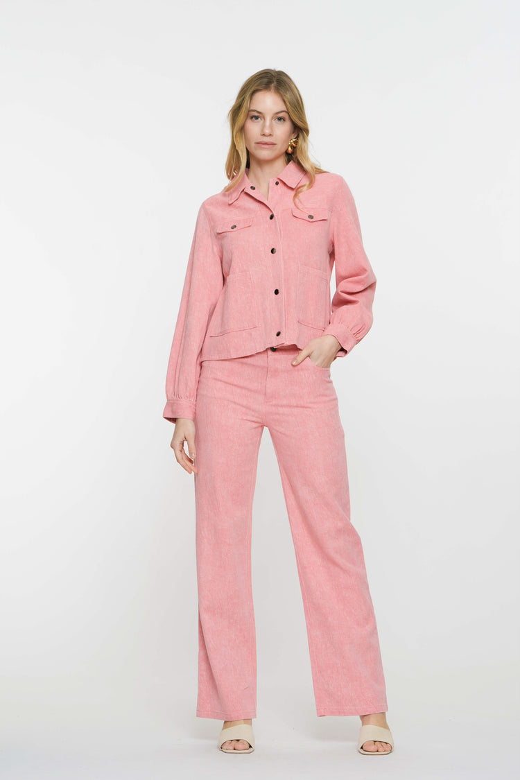 Geisha dames roze melange broek