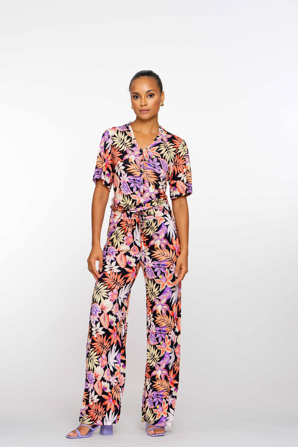 Geisha dames jersey broek met print