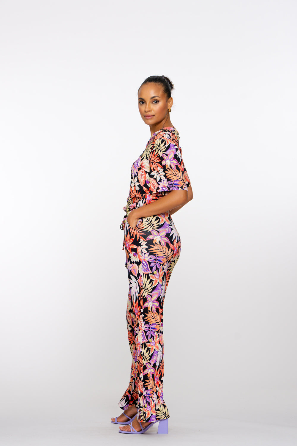Geisha dames jersey broek met print