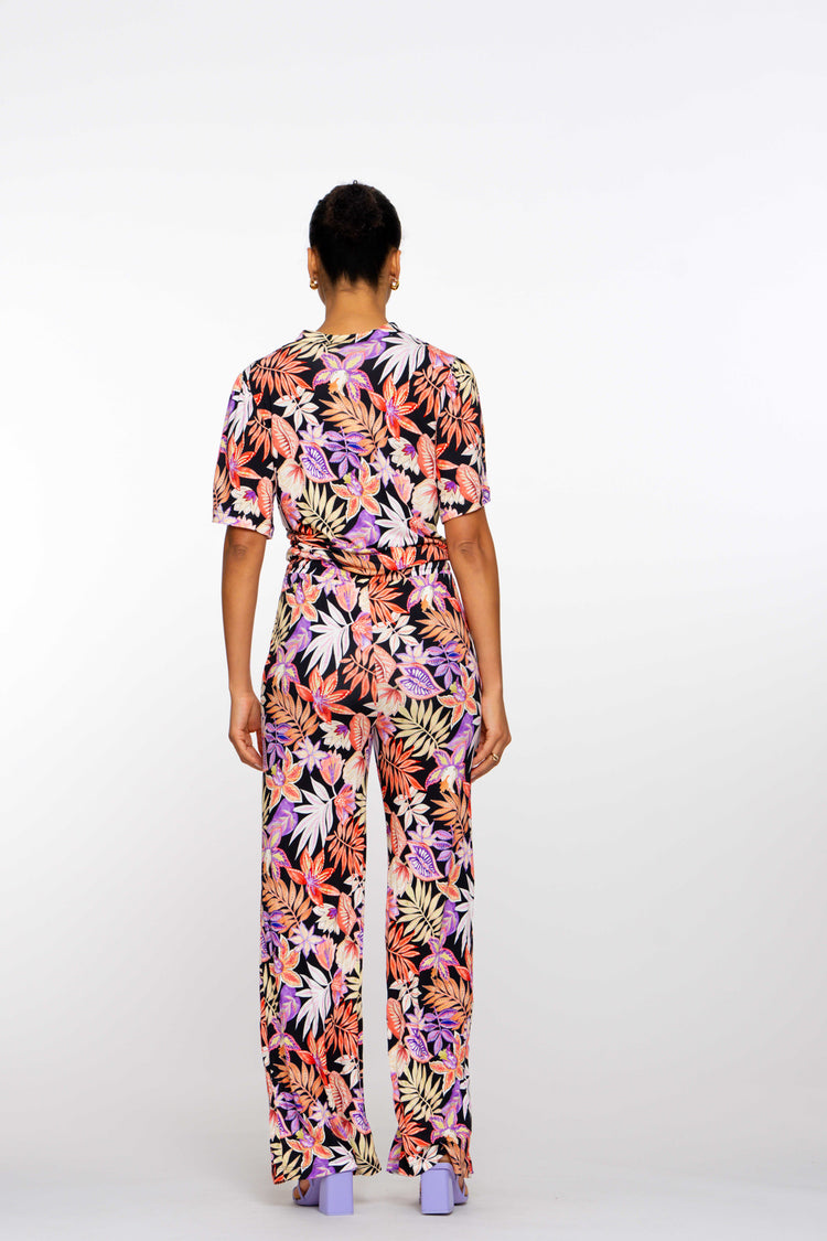 Geisha dames jersey broek met print