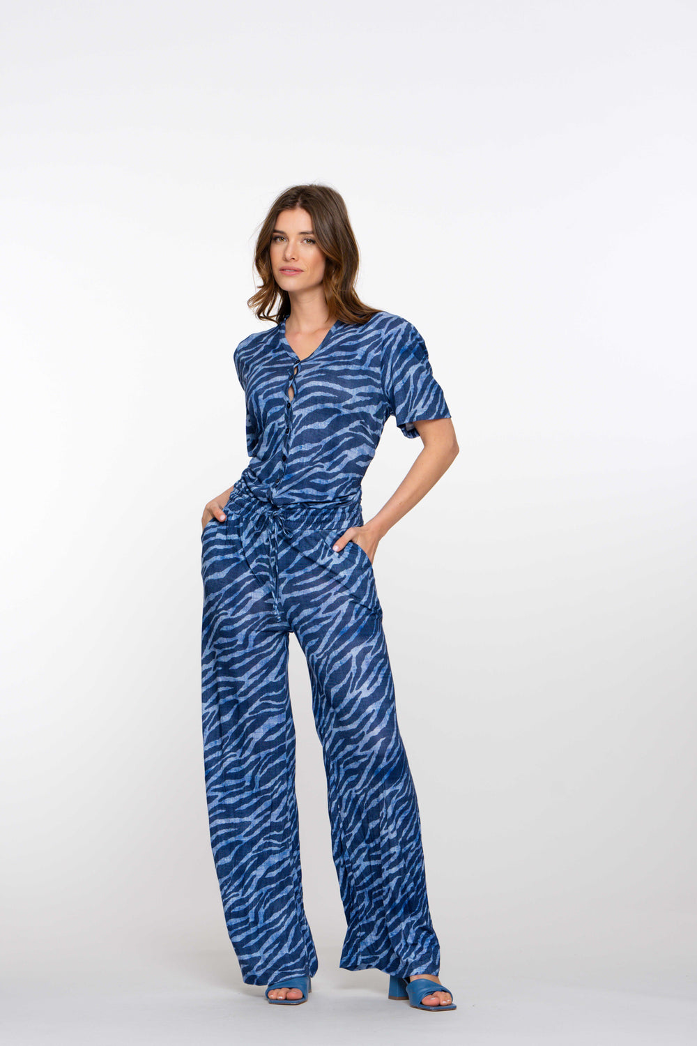 Geisha dames straight leg jumpsuit met print