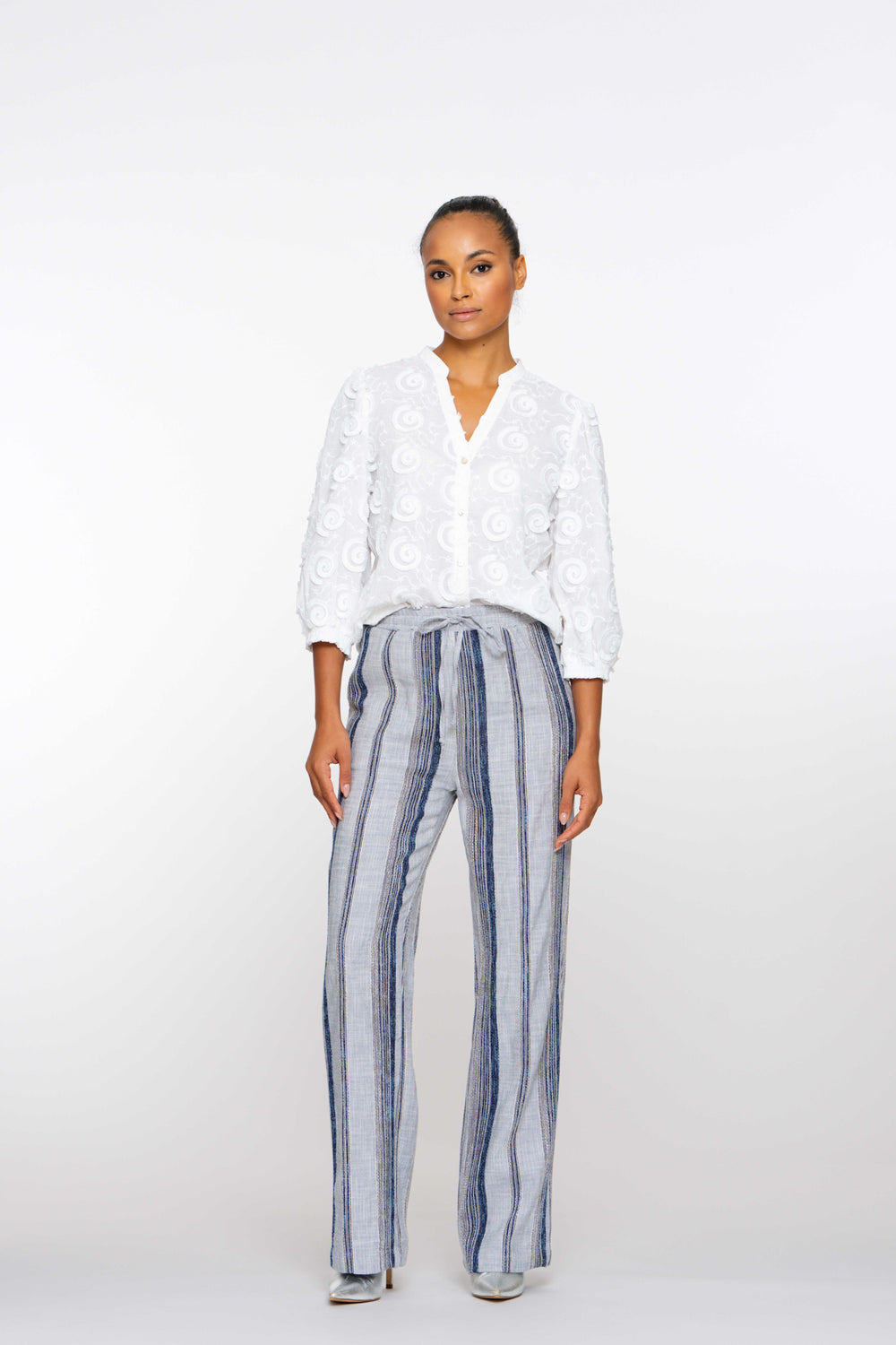 Geisha dames lurex gestreepte broek