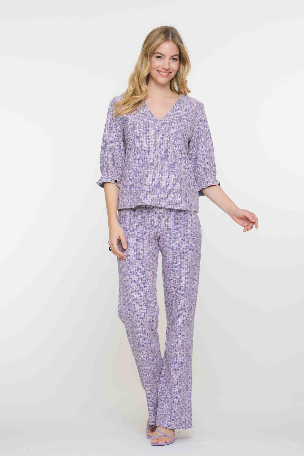 Geisha dames tweed melange broek