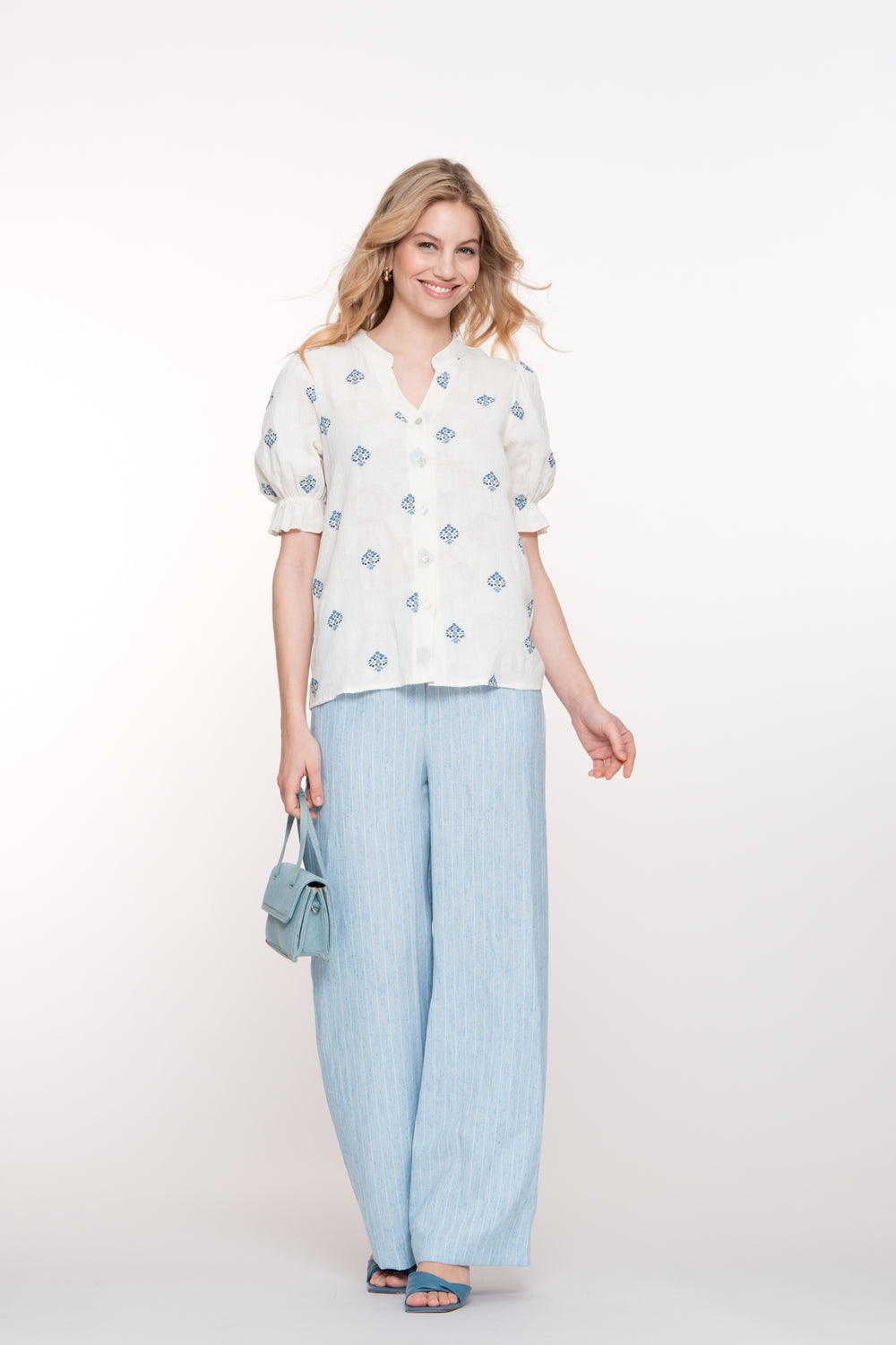 Geisha dames pantalon met subtiele streepdessin