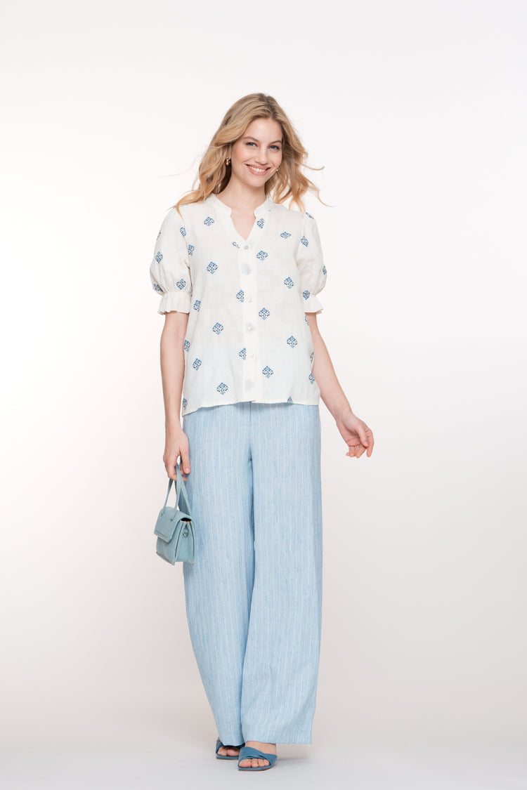 Geisha dames pantalon met subtiele streepdessin