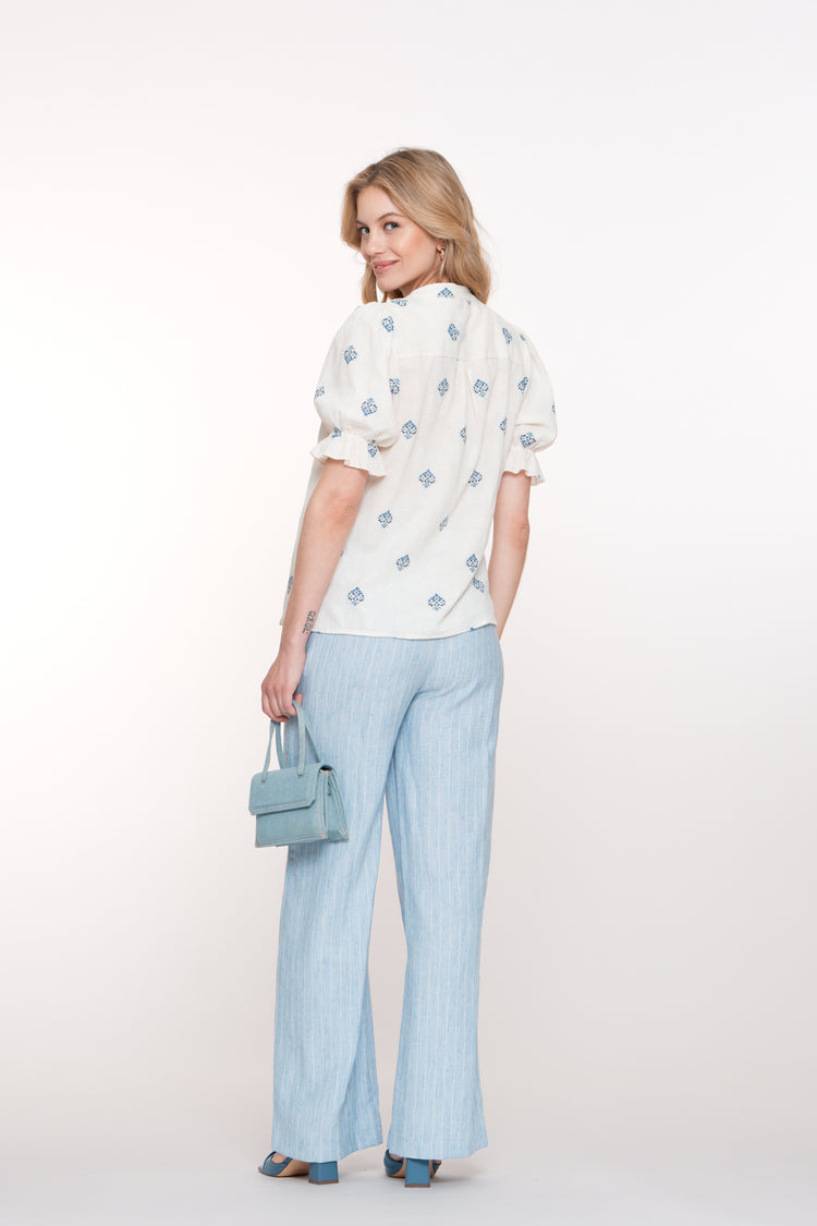 Geisha dames pantalon met subtiele streepdessin