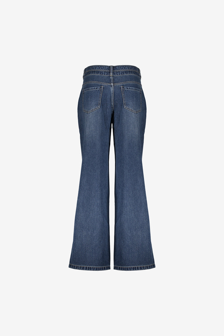 Geisha dames flare jeans met dubbele knoop
