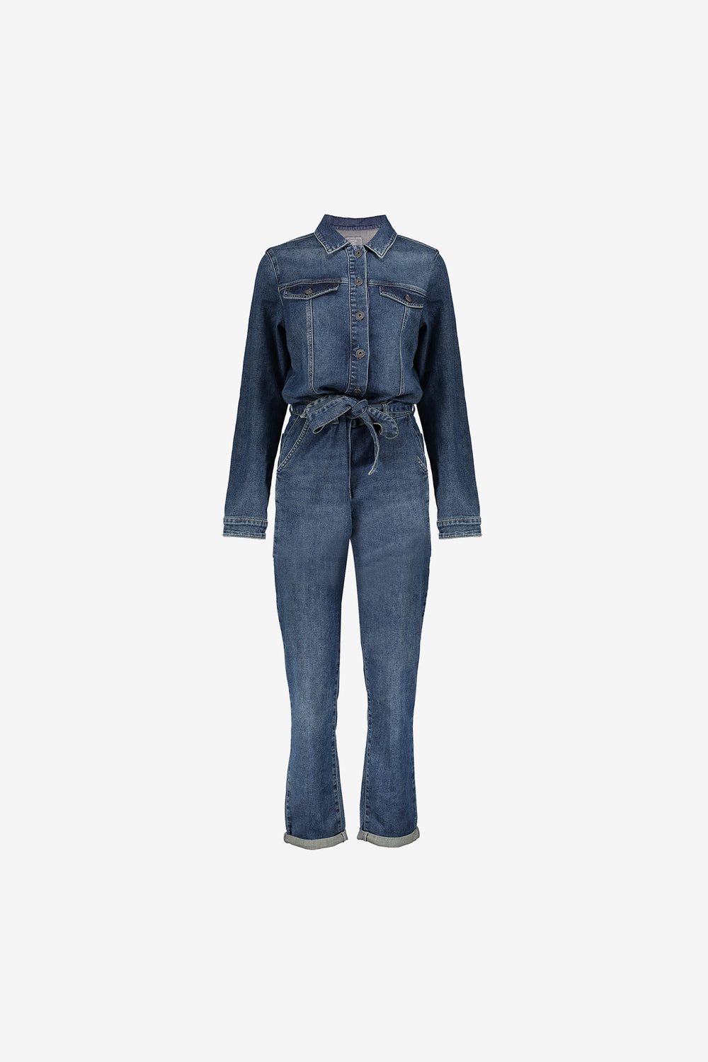 Geisha dames denim jumpsuit met ceintuur