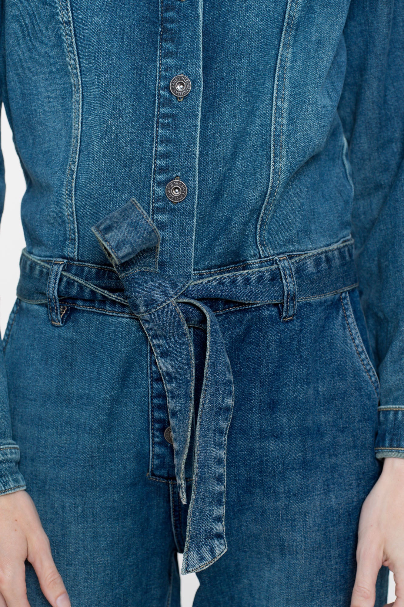 Geisha dames denim jumpsuit met ceintuur