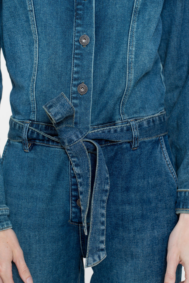 Geisha dames denim jumpsuit met ceintuur