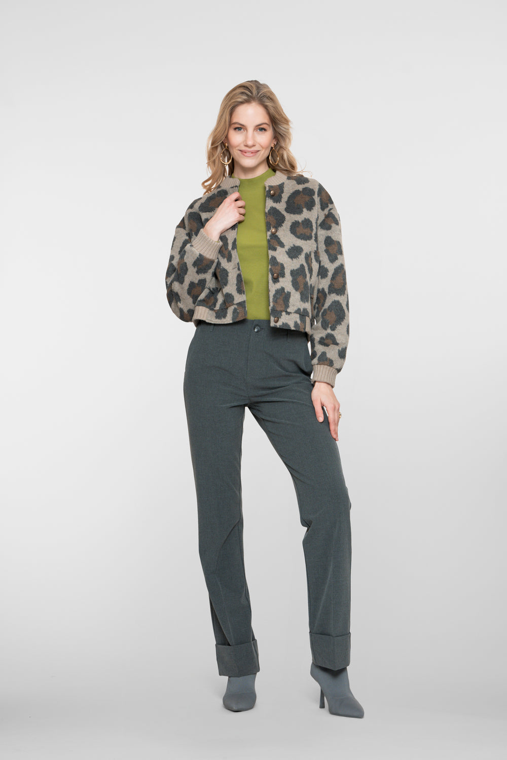 Geisha dames straight fit pantalon met turn-up