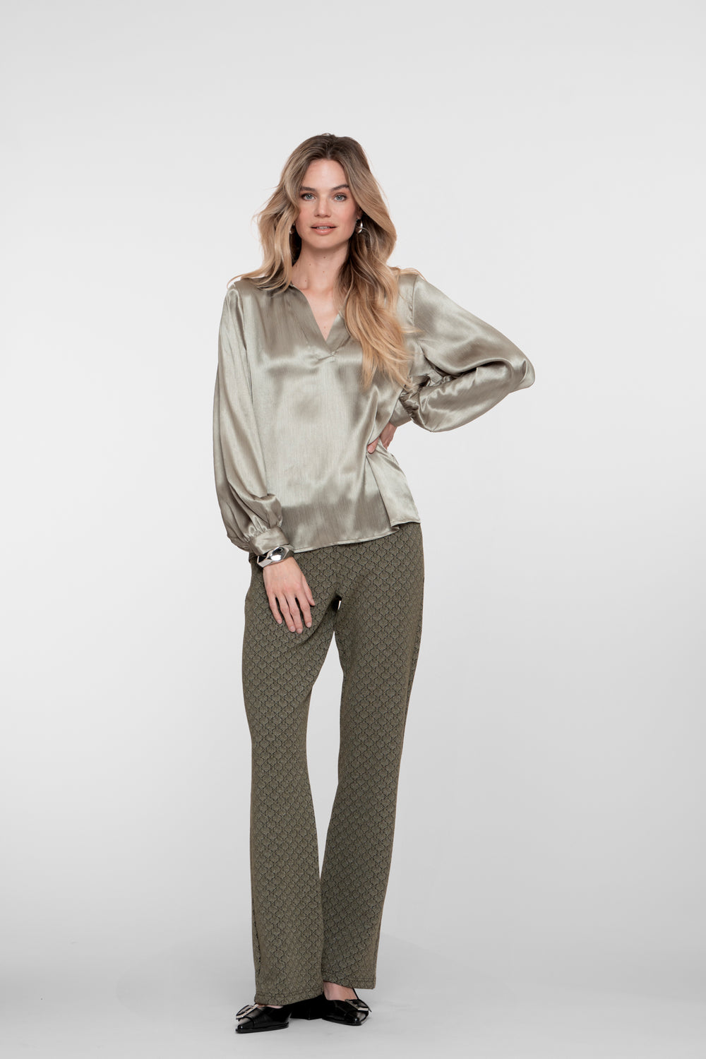 Geisha dames broek met jacquard print