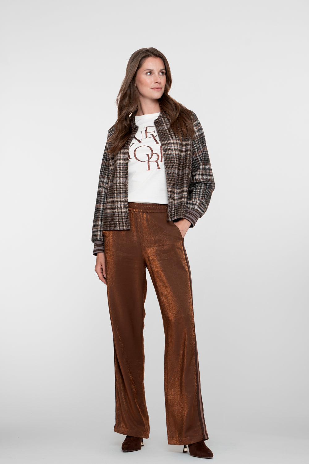 Geisha dames shimmer pantalon met side stripe