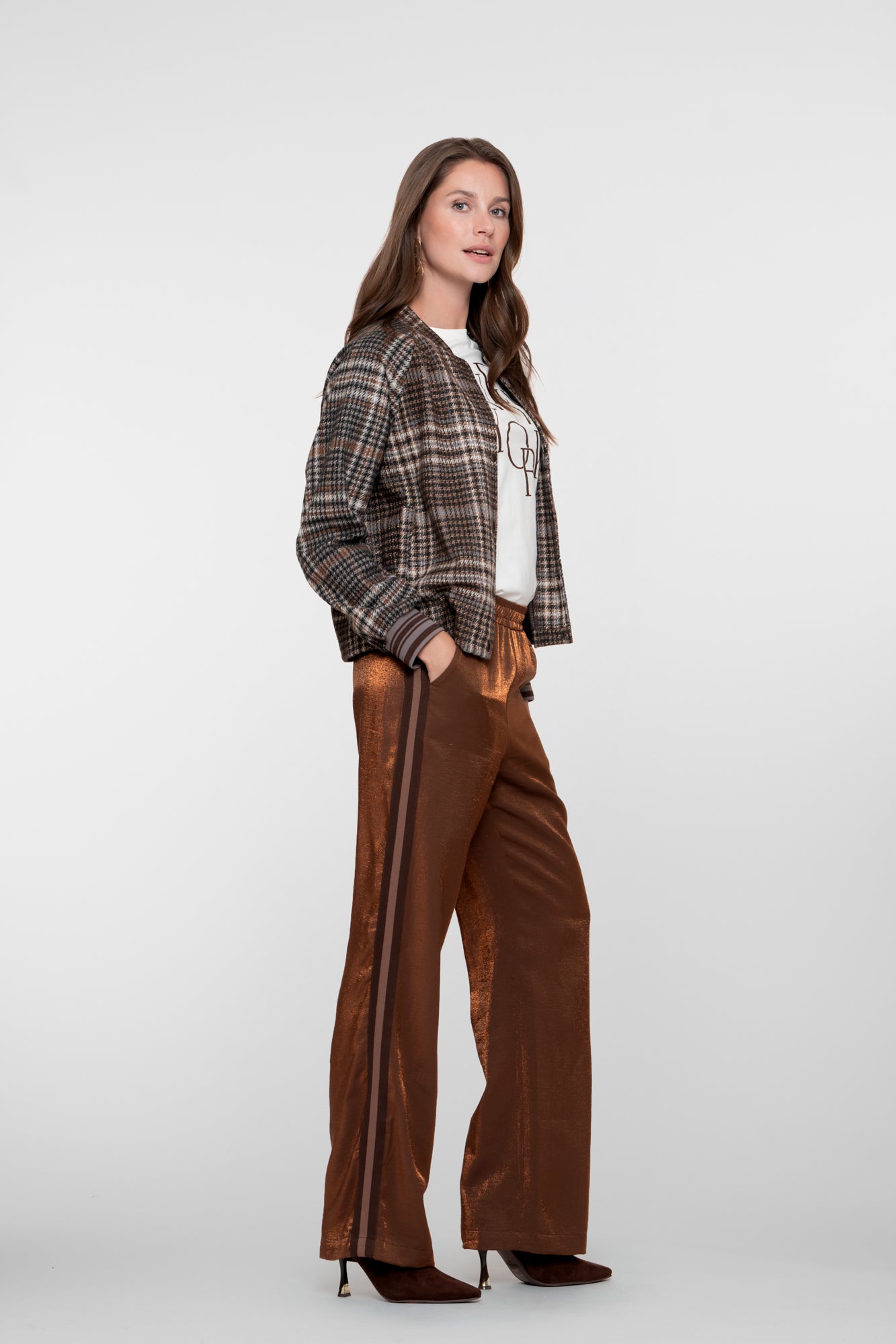 Geisha dames shimmer pantalon met side stripe