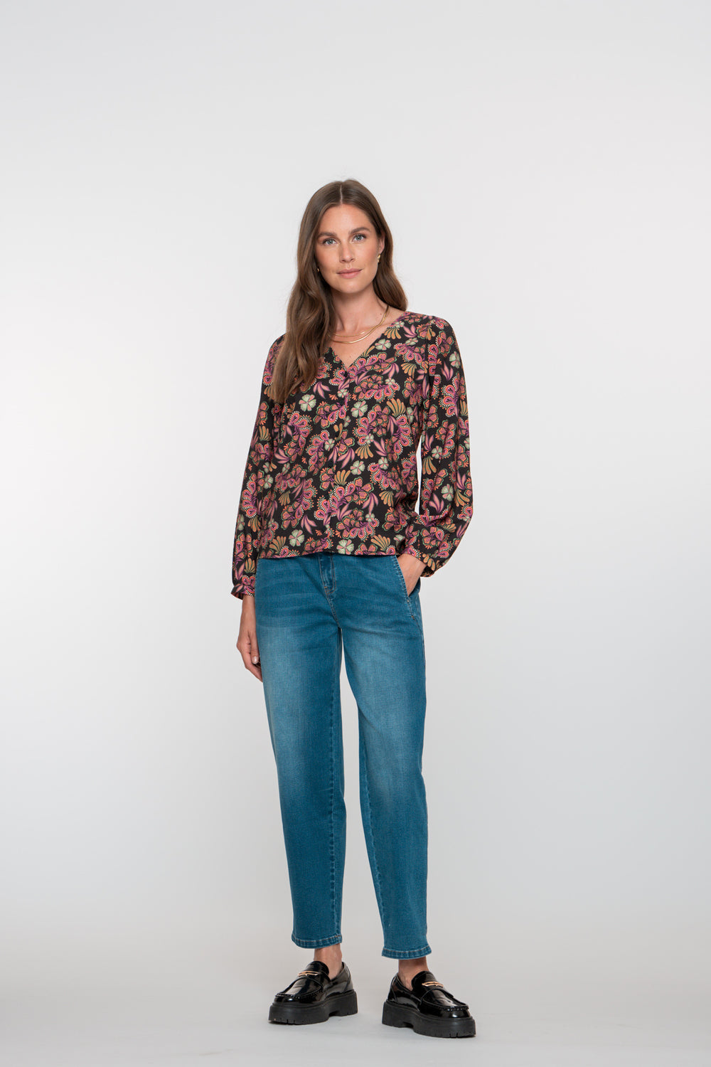 Geisha dames ruffled waistband jeans