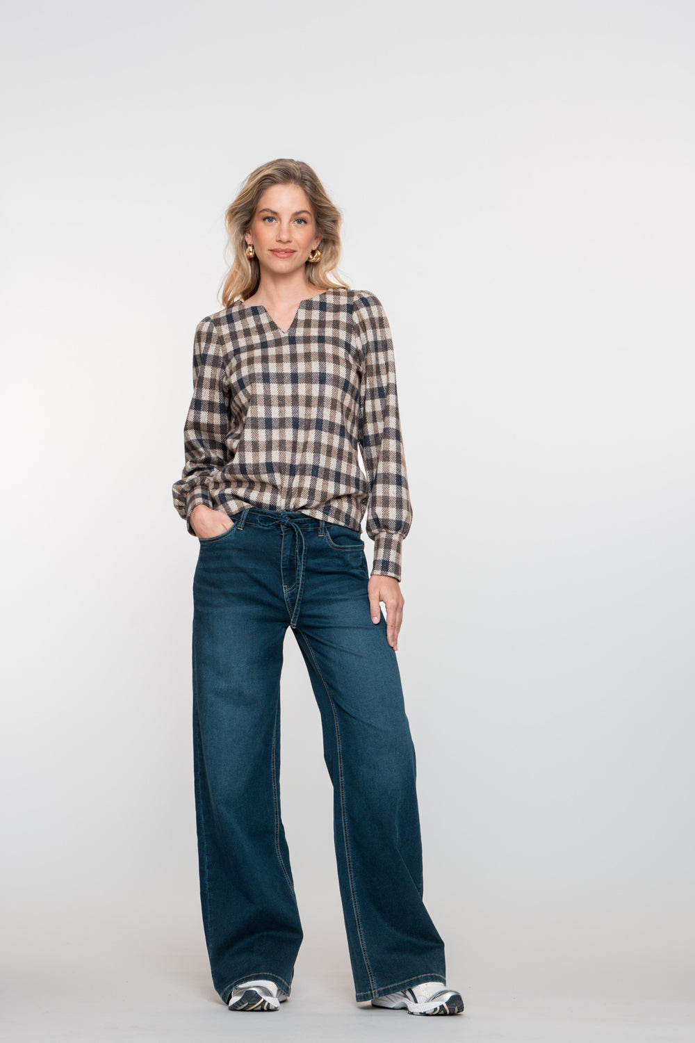 Geisha dames loose fit jeans met striksluiting