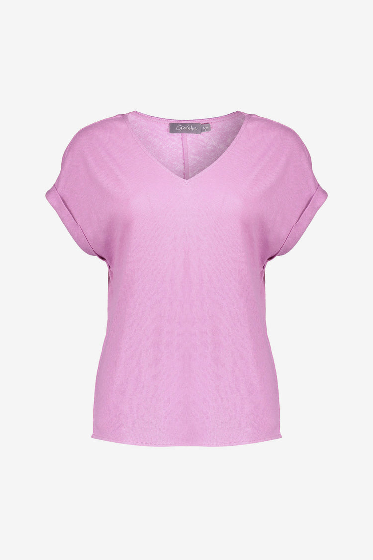 Geisha dames rustiek katoen T-shirt met V-hals