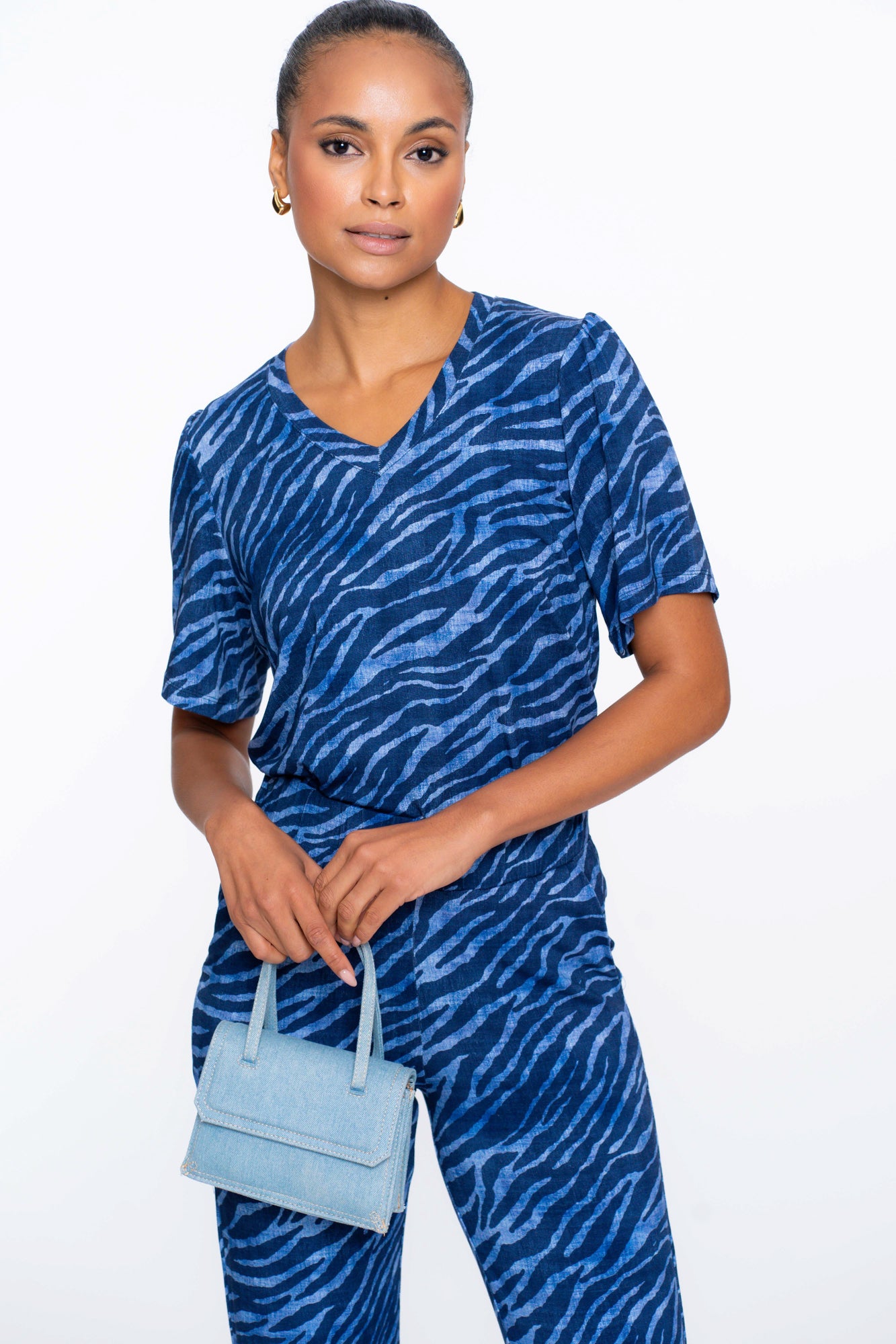 Geisha dames T-shirt met V-hals en print