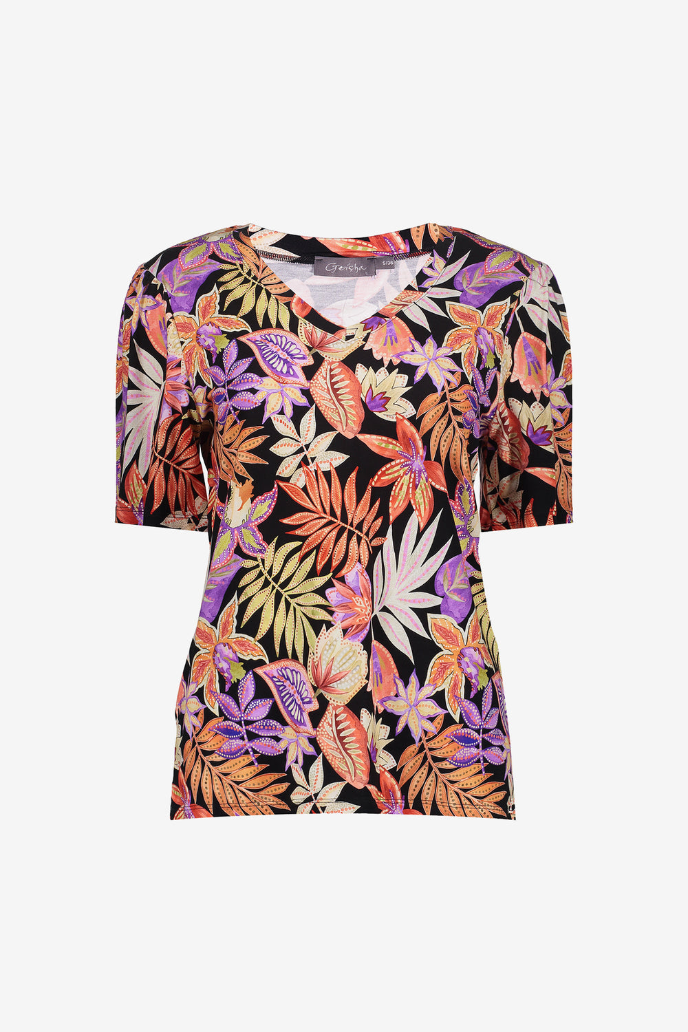 Geisha dames T-shirt met V-hals en print