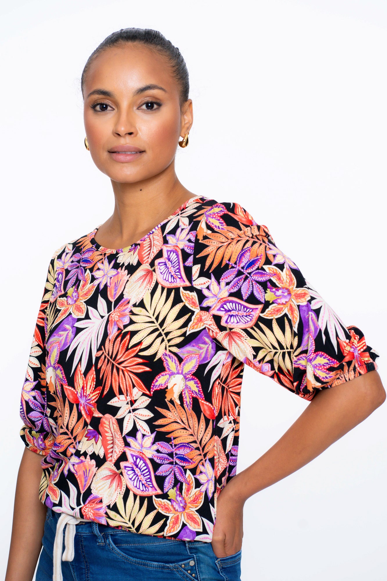 Geisha dames T-shirt met 3/4 mouwen en print