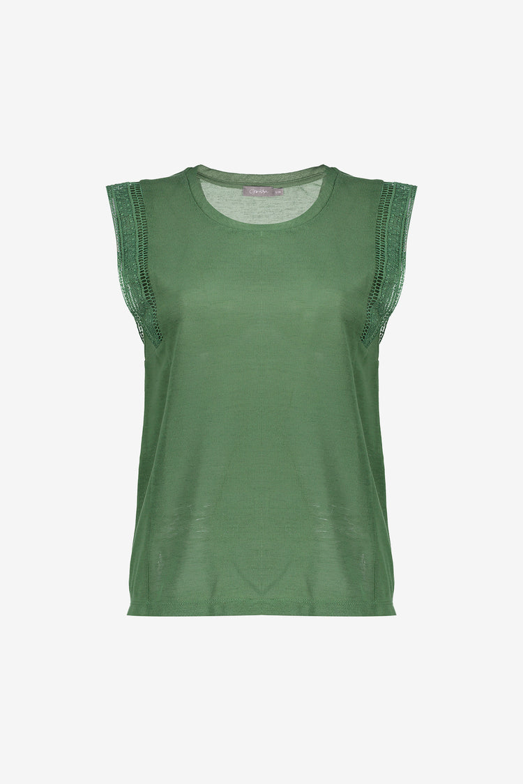 Geisha dames tanktop met speels schouderdetail