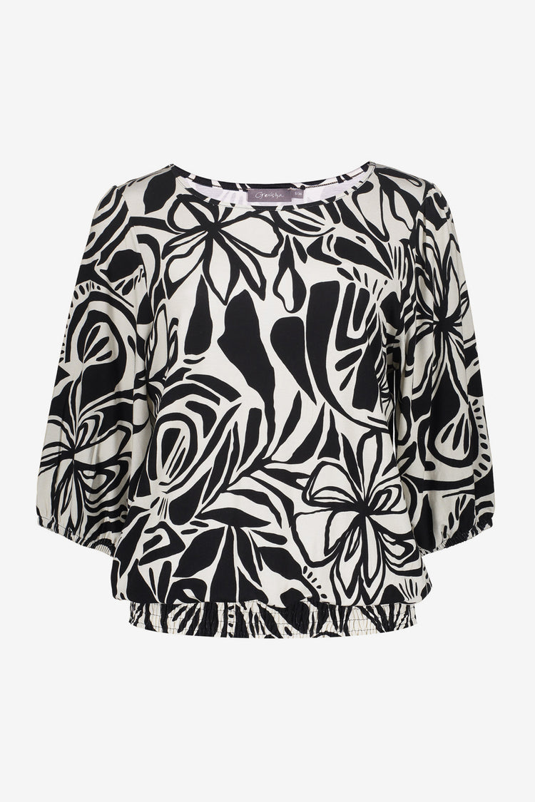 Geisha dames T-shirt met 3/4 mouwen en print