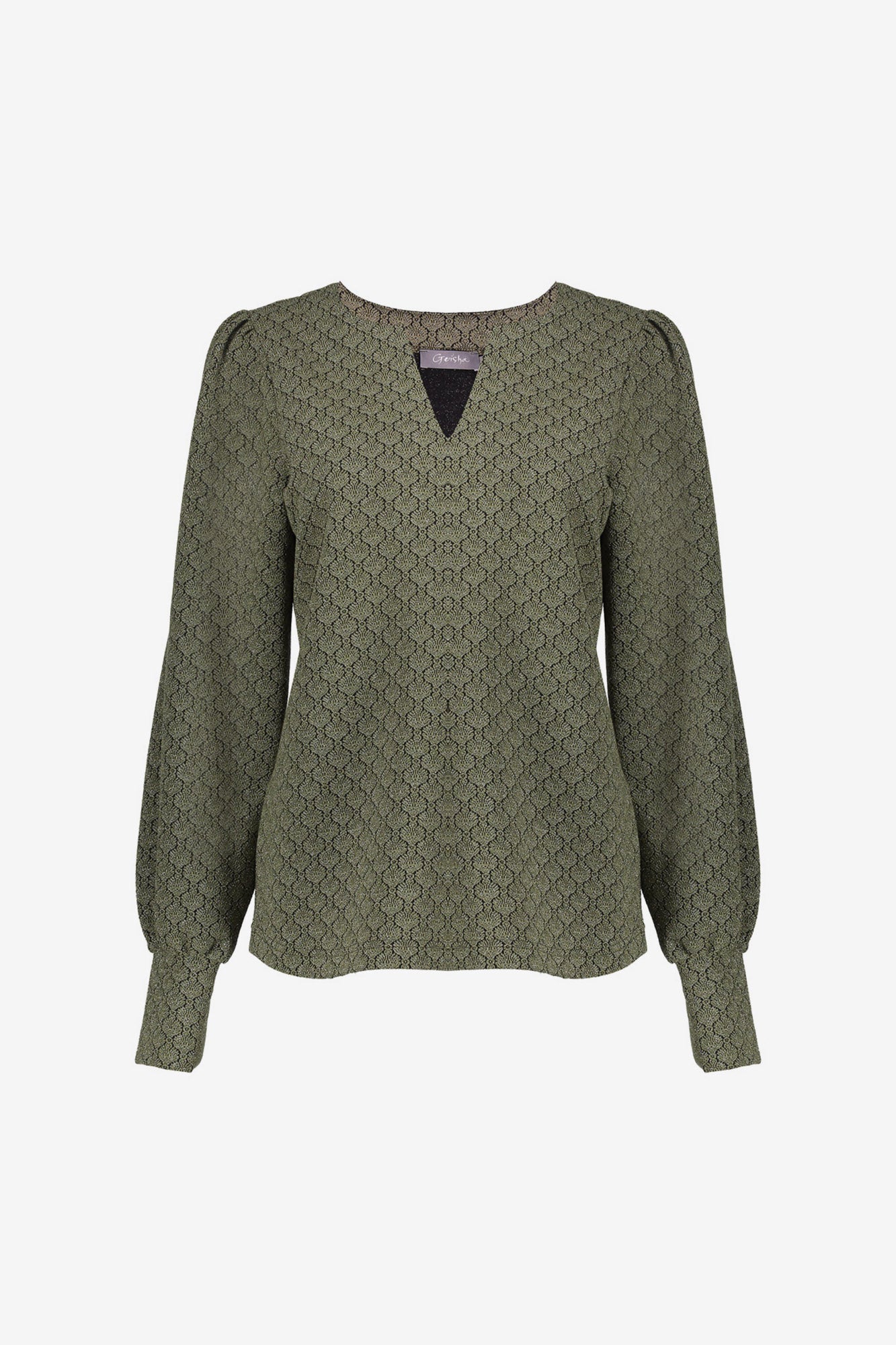 Geisha dames top met V-hals en Jacquard print