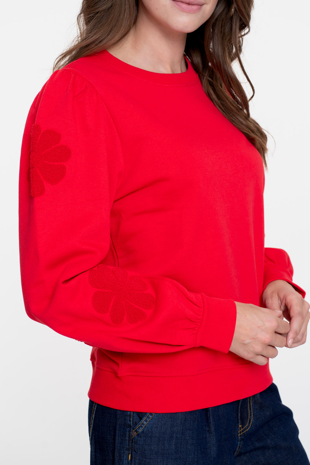 Geisha dames trui met geborduurde bloemen