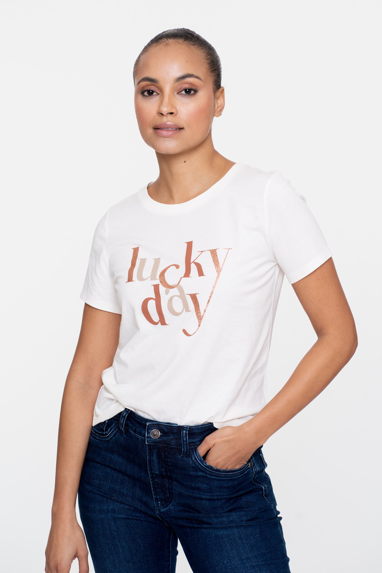 Geisha dames Basic T-shirt met Lucky day