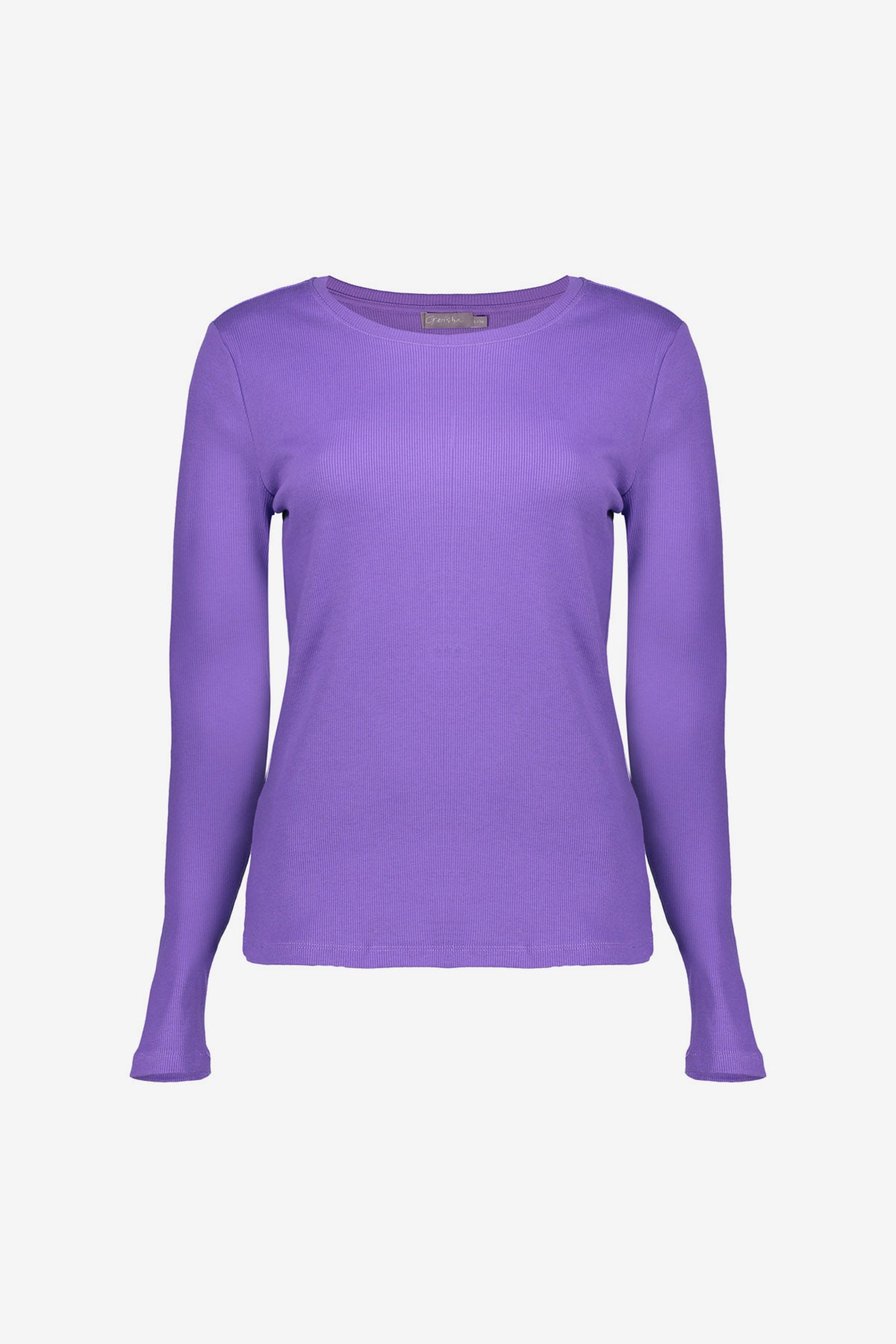 Geisha dames basic ribgebreid T-shirt met lange mouwen