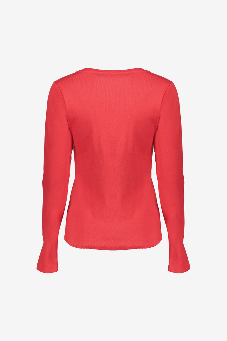 Geisha dames basic ribgebreid T-shirt met lange mouwen