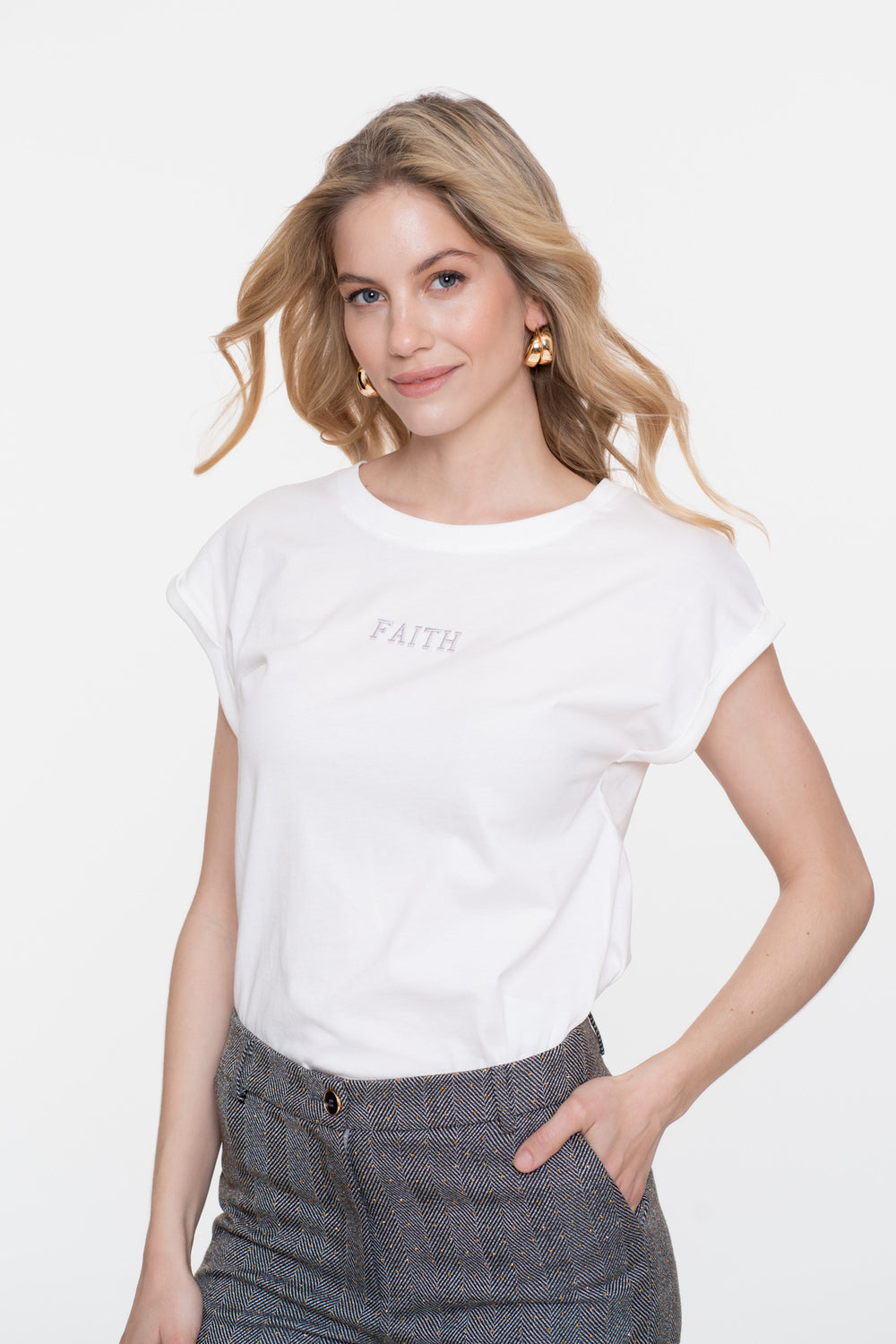 Geisha dames basic T-shirt met embrodery tekst