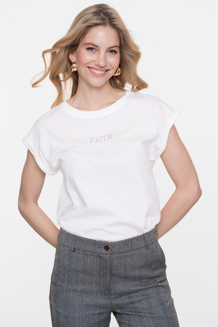 Geisha dames basic T-shirt met embrodery tekst