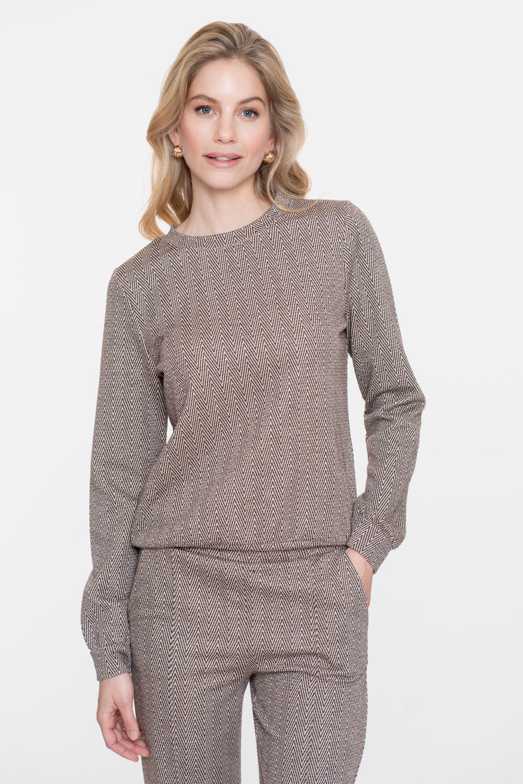 Geisha dames top met zigzagpatroon en lurex