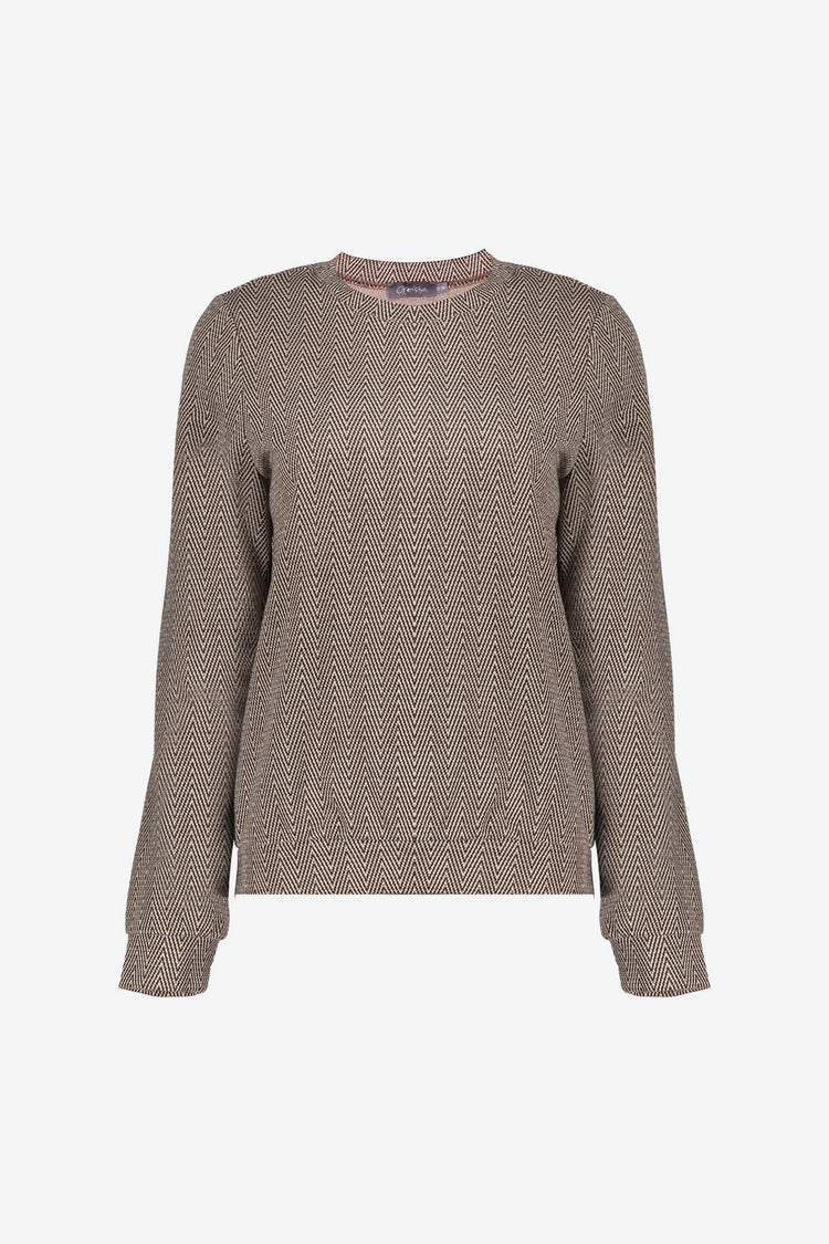 Geisha dames top met zigzagpatroon en lurex