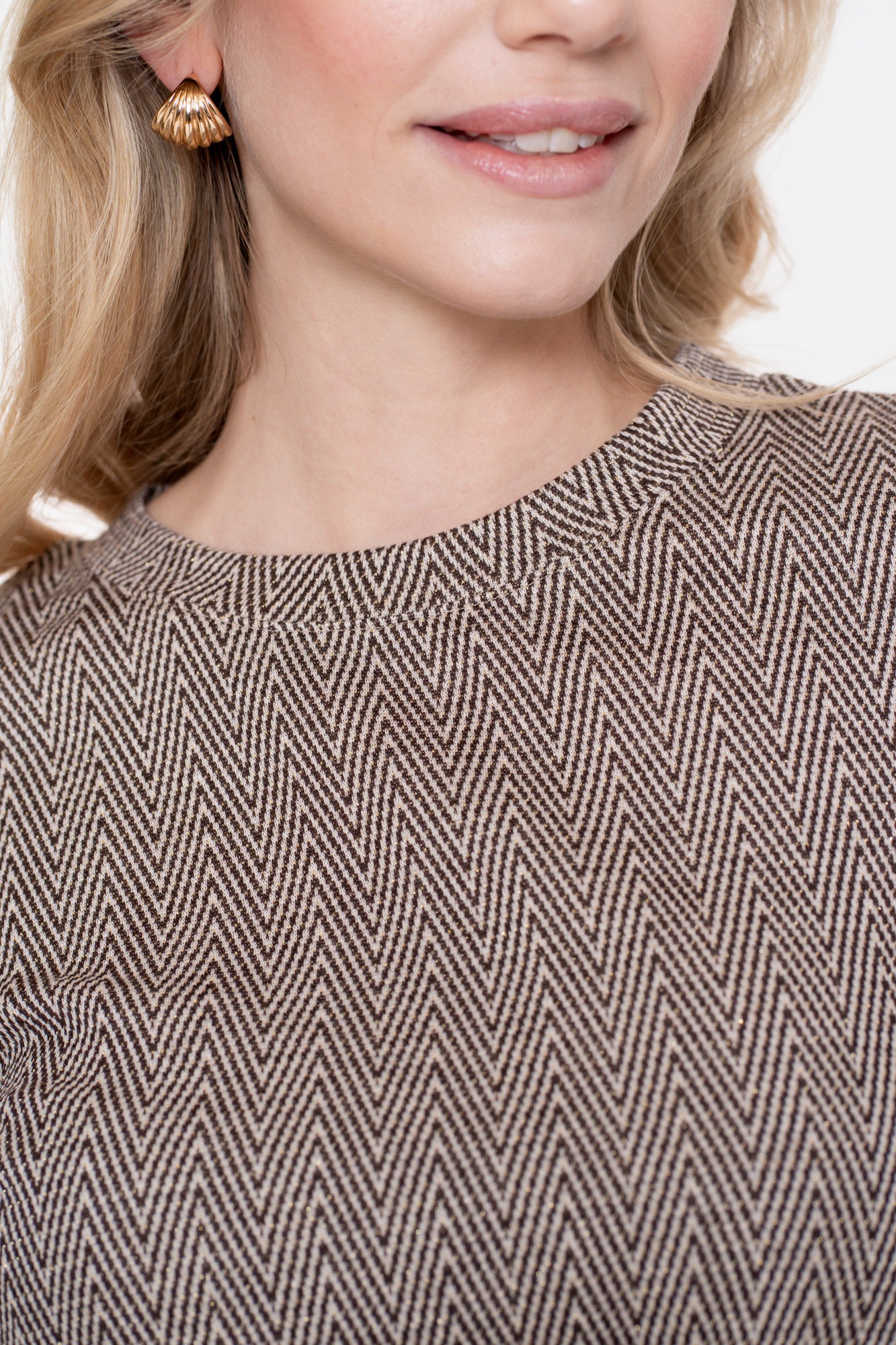 Geisha dames top met zigzagpatroon en lurex