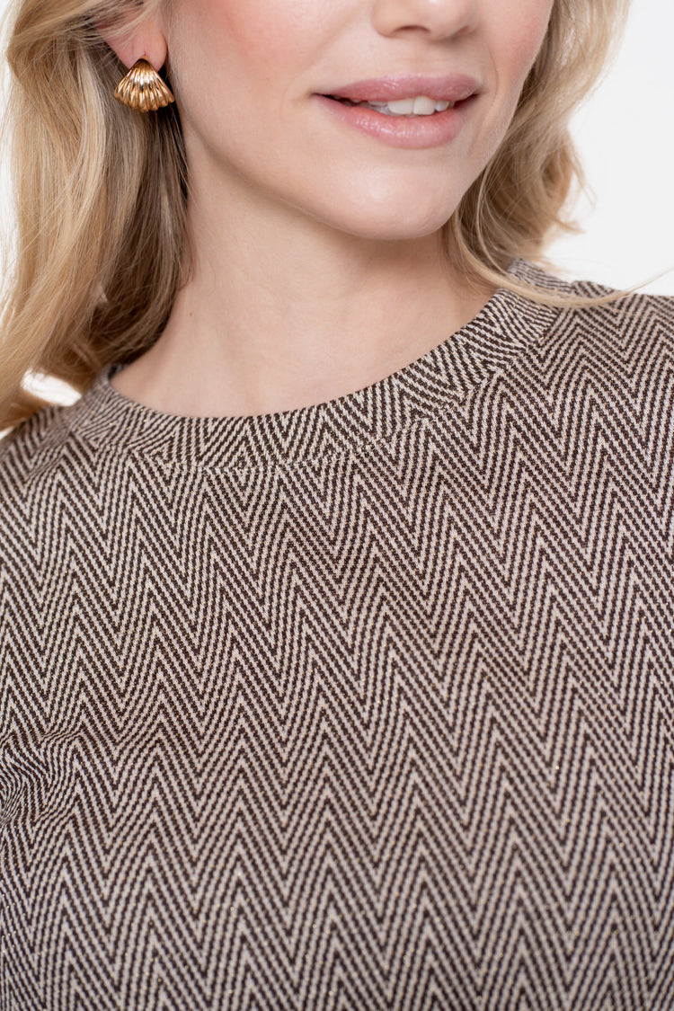 Geisha dames top met zigzagpatroon en lurex