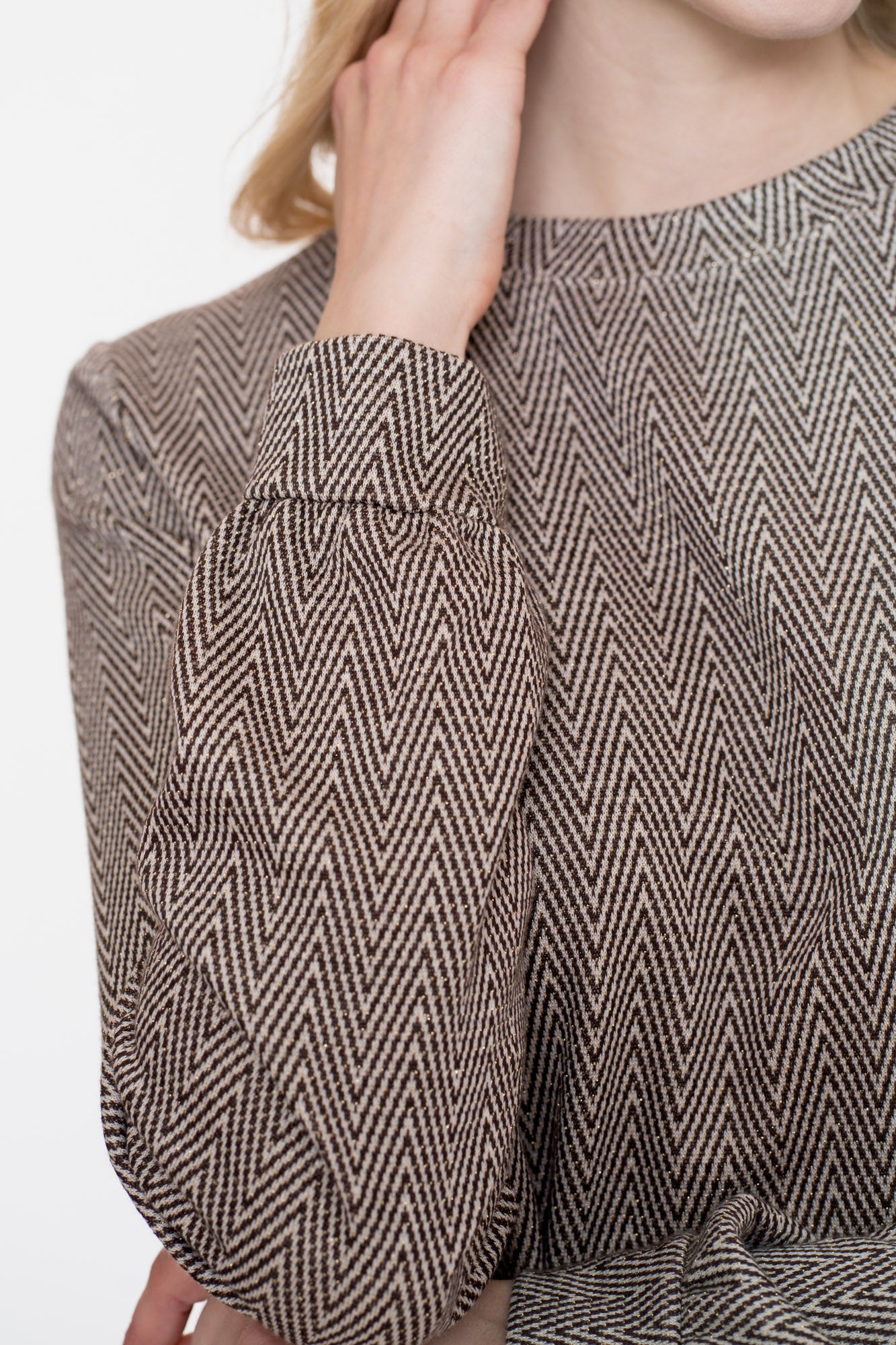 Geisha dames top met zigzagpatroon en lurex