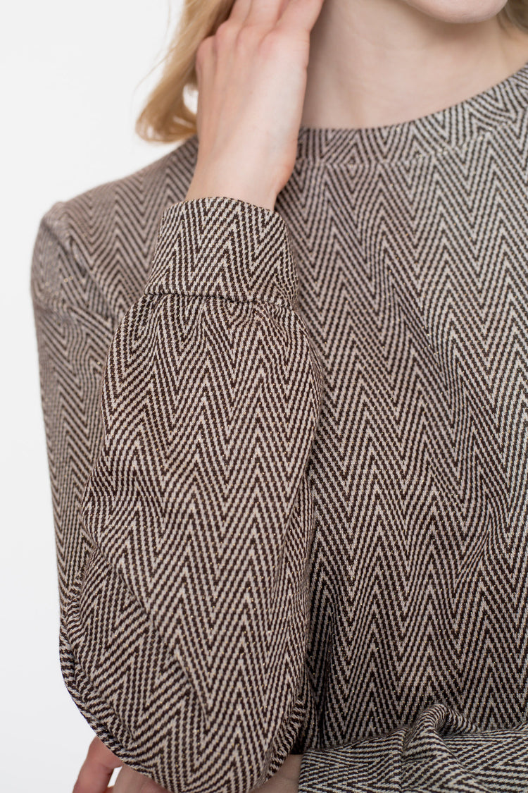 Geisha dames top met zigzagpatroon en lurex