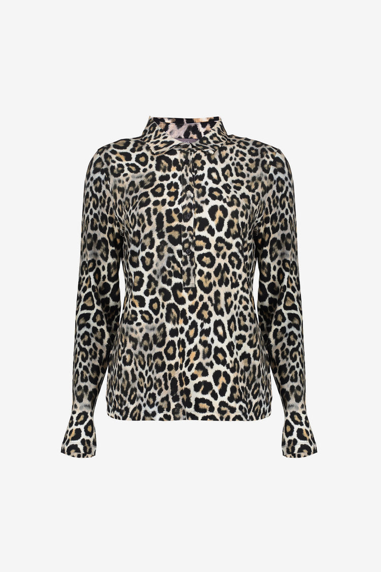 Geisha dames jersey blouse met leopard print