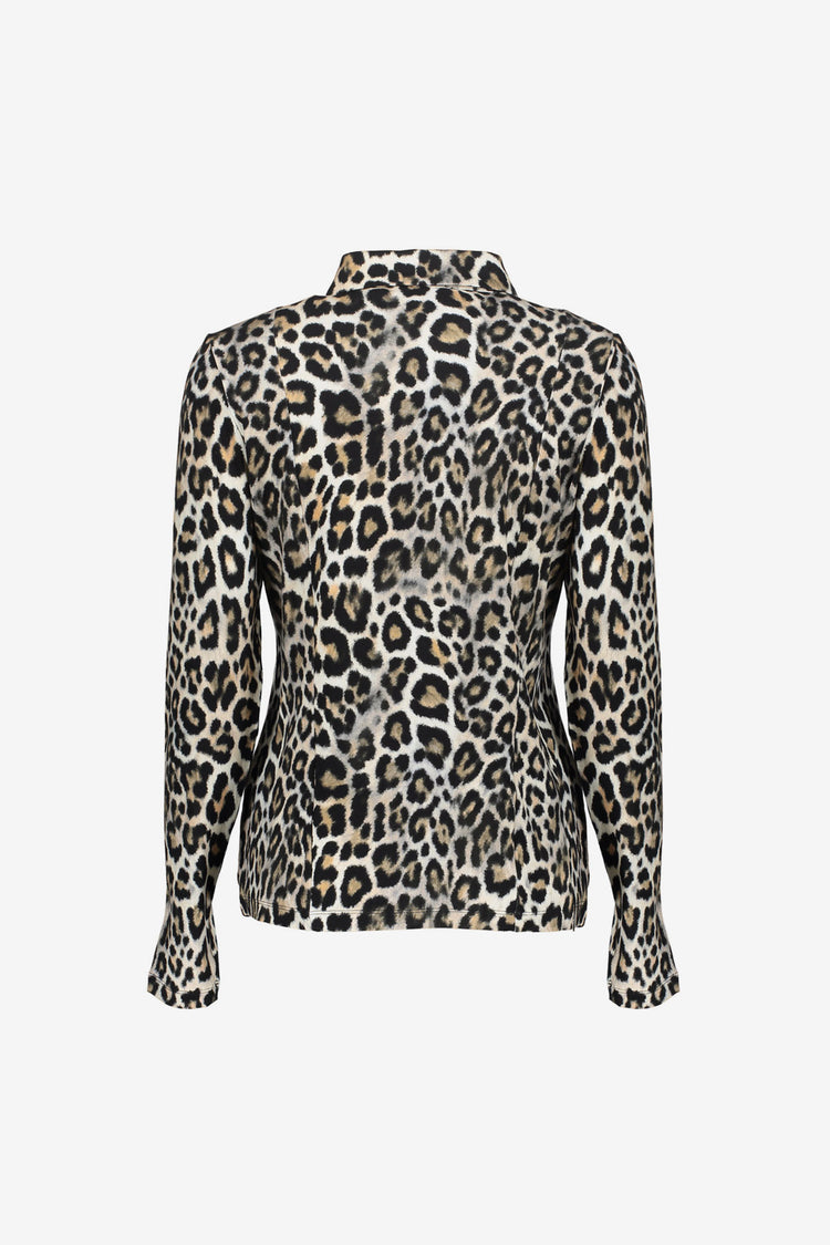 Geisha dames jersey blouse met leopard print