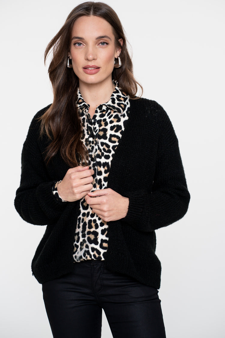 Geisha dames jersey blouse met leopard print