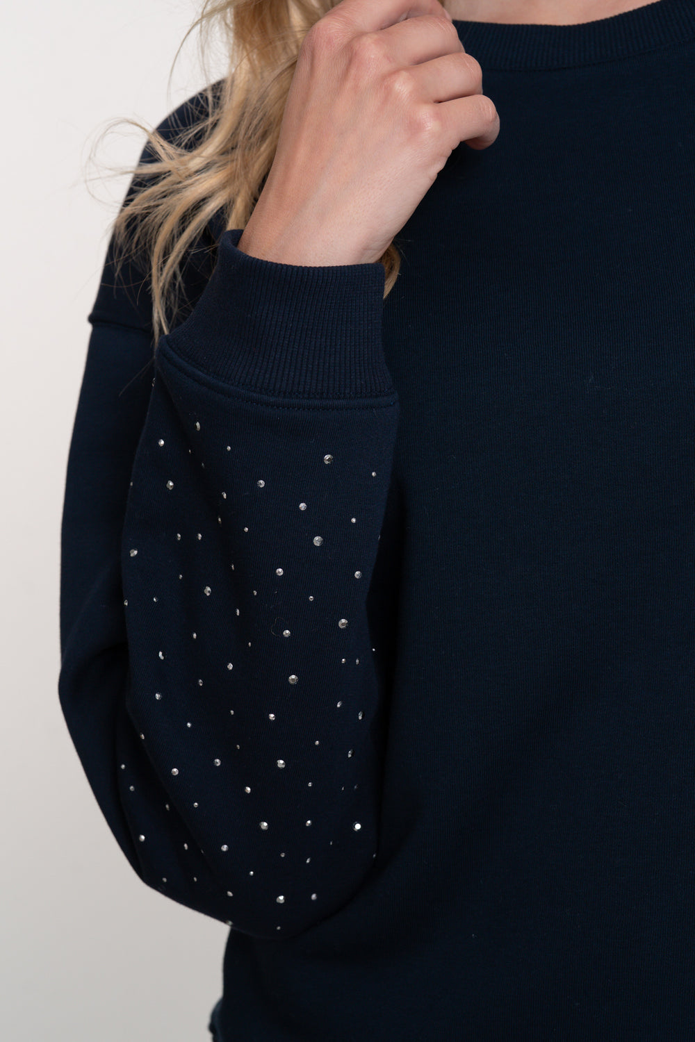 Geisha dames navy rhinstone sweater